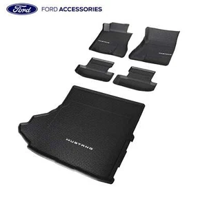 2024-2025 Mustang w Subwoofer OEM Front Rear & Cargo 5pc Rubber Floor Mat Liners - Picture 1 of 8