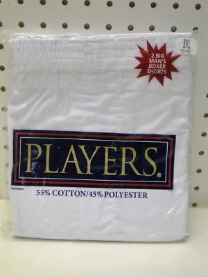 2pair Big Men's Players White Boxer Shorts 3X 50-52in - Image 1 of 2