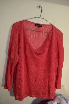 Suéter Jones New York Ligero Verano Capucha Cuello Transparente MUJER XL Rosa Salmón Foto 1 de 4