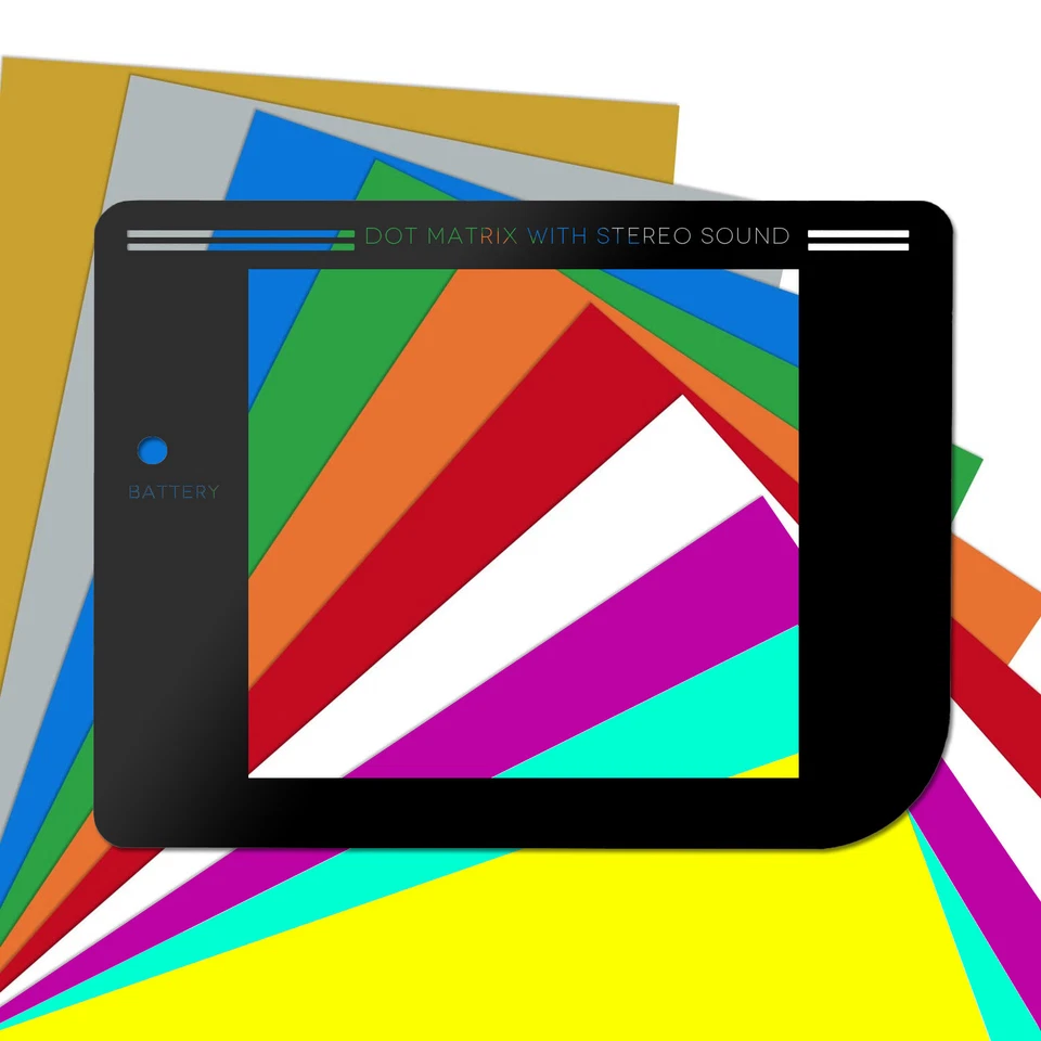 FÜR NINTENDO RetroSix Glas Display Scheiben für Game Boy Classic Schwarz Text tranparent G...