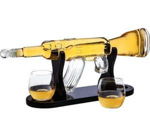 Gifts for Dad, Whiskey Men, Decanter Rifle with 2 Clear  - Picture 1 of 4