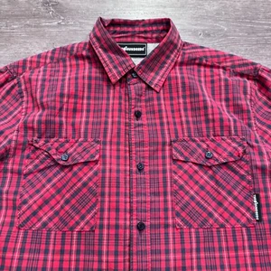 The Hundreds Shirt Mens Large Red Plaid Button Up Streetwear Logo Adult Spellout - Picture 1 of 11