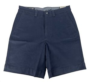 Kirkland Men's Shorts, Flat Front Comfort Fabric Navy Twill Shorts, Size 32 New 