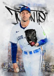 Max Scherzer #1 Art Card Limited 3/10 John Rudolph Signed Blue Jays - Picture 1 of 2