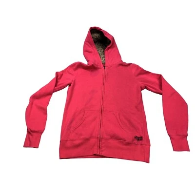 Fox Racing Hoodie Womens Medium Pink 1974 Graphic Full Zip Sherpa Lined Jacket - Image 1 of 4