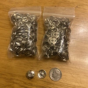 200 PRYM Sew On Snaps Hand Sewn Bag Buttons Size 3 Metal Snaps Fasteners Silver - Picture 1 of 6