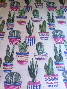 Fiesta Cactus Outdoor Fabric~Green Pink Blue Yellow~Joann~2.5 yards x 54" W - Picture 1 of 7