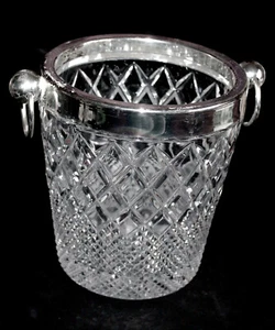 RAFRAICHISSOIR SEAU A CHAMPAGNE REFROIDISSEUR CRISTAL TAILLÉ & METAL ARGENTÉ 4kg - Picture 1 of 12