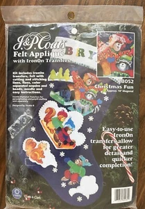 Coats&Clark Christmas Fun Felt Applique Stocking Kit 18" Long #28052 - Picture 1 of 3