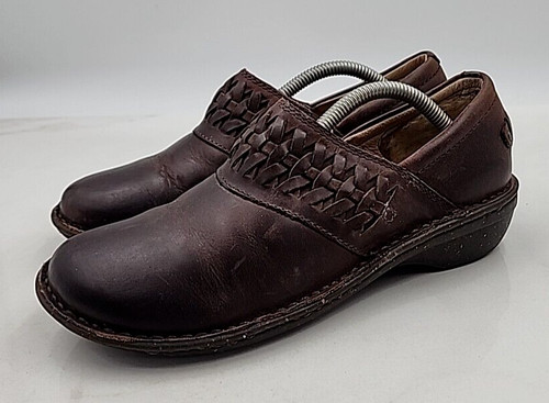 Mocassini Ugg Scarpe Donna Tg 7 Anila Marrone Pelle Slip On Zoccoli Intrecciati 1005427