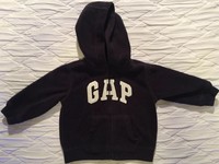 Baby Gap Size 12-18 Months Navy Blue Large “GAP” Full Zip Long Sleeve Hoodie