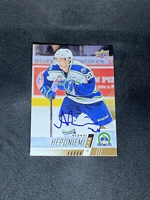 Aleksi Heponiemi 2017-18 Upper Deck CHL #80 Swift Current Broncos Signed Card - Image 1 of 3