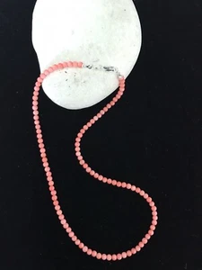 Genuine Pink Coral Beads 4mm - Women Necklace - 925 Sterling Silver Free UK P&P - Picture 1 of 3