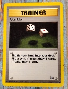 Pokemon Card TRAINER GAMBLER 60/62 TRAINER Fossil Set Common 1999 (#1) - Picture 1 of 4