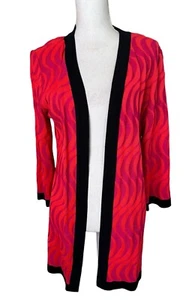 MISOOK Cardigan donna medio nero rosa arancione lungo spolverino stampa zebrata maglia a8 - Foto 1 di 7