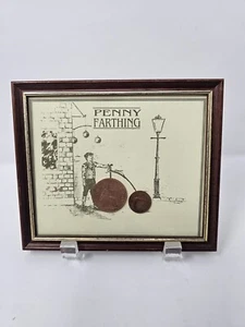 1943 1967 BRITISH COIN PICTURE FRAME PENNY FARTHING BICYCLE 7x5 Framed - Picture 1 of 6