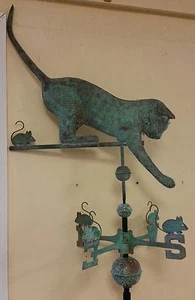 Cat and mouse antique finish copper weathervane,no roof mount Highest quality. - Picture 1 of 2