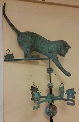  Cat and mouse antique finish copper weathervane,no roof mount Highest quality. - Image 1 of 2
