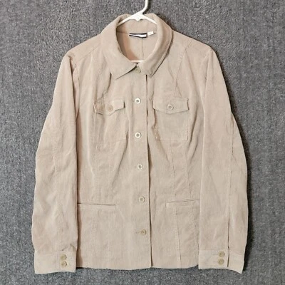 Croft and Barrow Jacket Womens Large Beige Tan Lightweight Corduroy Button Front - Image 1 of 4