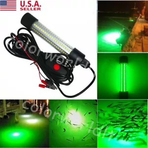 12V Green LED Underwater Submersible Fishing Light Night Crappie Shad Squid Lamp - Picture 1 of 12