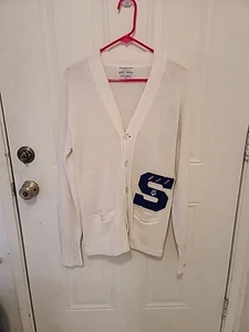 VTG Bristol Varsity OFFICIAL AWARD SWEATER Ivory Cardigan LETTER S - Picture 1 of 10