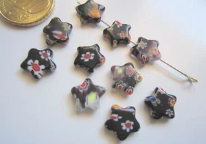 Perlas estrella de cristal milflores 10 mm X 10 UNIDADES granate negro abalorios - Photo 1/4