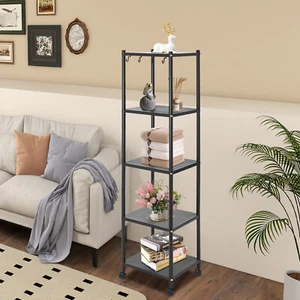 Estante de pie de 5 niveles Estante de cocina Estante de almacenamiento con ruedas Altura ajustable - Imagen 1 de 19