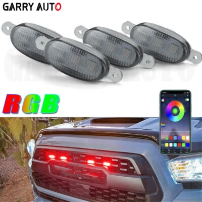 4x Control telefónico RGB capó delantero rejilla RGB lámpara parachoques flash DRL para Chevrolet Foto 1 de 4
