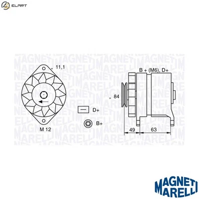 ALTERNATOR 063321044010 FOR ALFA ROMEO AR/8/Platform/Chassis/Van FIAT 2.4L 4cyl - Image 1 of 4