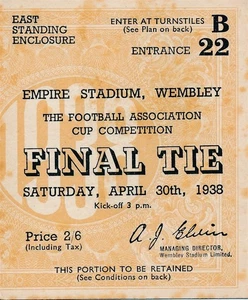 TICKET: FA CUP FINAL 1938 Huddersfield Town v Preston North End - TOP - Bild 1 von 1