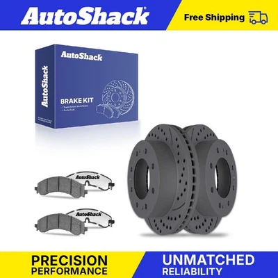 Front Drilled Slotted Brake Rotors Ceramic Pads for 2020-2025 GMC Sierra 2500 HD - Image 1 of 4