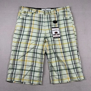 Pepe Jeans London Shorts Mens 34 Seersucker Plaid Hip Hop Street Long Baggy Y2K - Picture 1 of 10