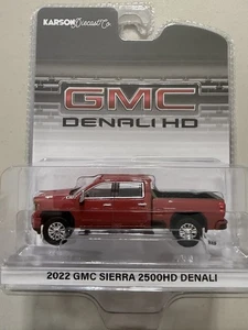 1:64 Greenlight 2022 GMC Sierra 2500 HD Denali Cayenne Red Metallic Karson Excl - Picture 1 of 4