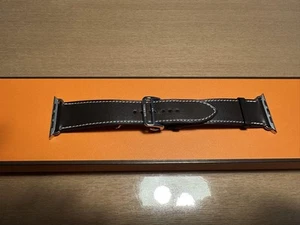 Hermes Leather Apple Watch Band Deployant Buckle Ébène Dark Brown 42 44 45mm - Zdjęcie 1 z 4