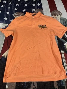 Polo Ralph Lauren Polo Shirt Men's Large Pony Stampede Triple Pony 3 Orange - Picture 1 of 6