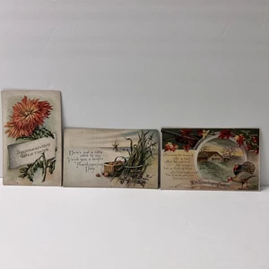 Lot Of 3 Thanksgiving Postcards 1909 1919 1920 Turkey Barn - Picture 1 of 8