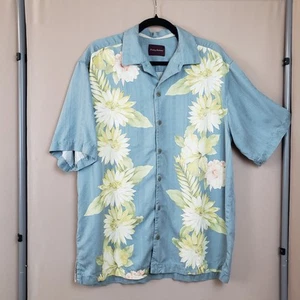 Camisa Tommy Bahama Grande 100% Seda Azul Hawaiano Floral Manga Corta Resort - Imagen 1 de 9