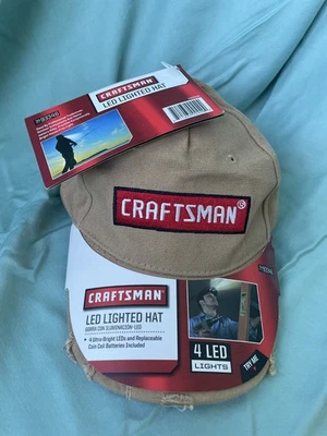 Chapéu de lona ajustável cáqui artesão novo com etiquetas com aba desgastada e 4 luzes LED - Imagem 1 de 4