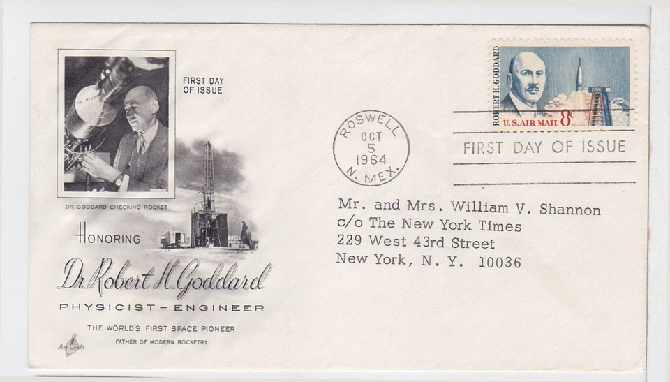 TurtlesTradingPost- Robert Goddard Airmail #C69- 1964 FDC Artcraft - NY Times - Image 1 of 1
