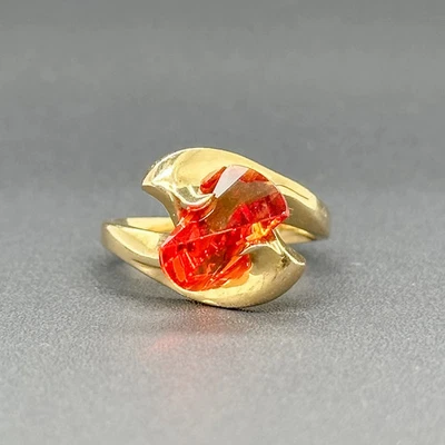 Estate Strellman's 14K Yellow Gold 5.10ct Lab-Created Sapphire Lighthouse Ring - Image 1 of 4