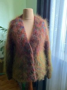 Strick Jacke UNISEX Pullover XL XXL Maße Mehrfädig Mohair sehr dick Raglan Bunt - Bild 1 von 3