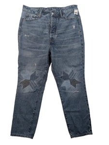 Jeans Old Navy tiro extra alto OG botón recto mosca para mujer 14 retazos 34x28 - Imagen 1 de 13