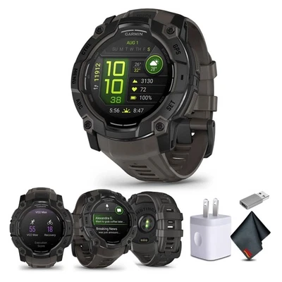 Reloj inteligente Garmin Instinct 3 50 mm GPS para exteriores, 24 días de duración de la batería carbón Foto 1 de 4