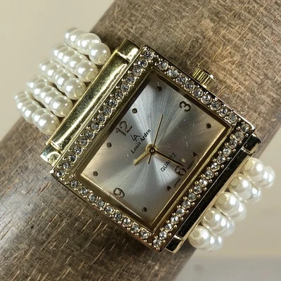 Louis Arden Women LA6274 Dress Pave Faux Pearl Bracelet Quartz 27mm Watch 5 3/4" - Image 1 of 4