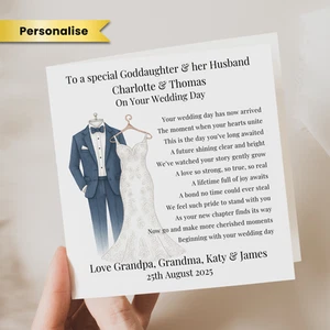 Tarjeta de poema de boda personalizada para ahijada y esposo tarjeta de día de boda - Imagen 1 de 2