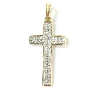 9ct Gold Diamond Cross Pendant 0.16ct Yellow Round Brilliant Cut UK Hallmarked - Picture 1 of 16