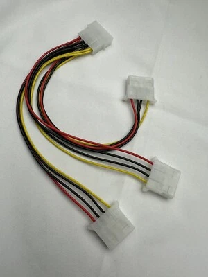 4- 4 Pin Molex Male 3 Port Molex IDE Female Power Supply Splitter Adapter Cable - Image 1 of 4