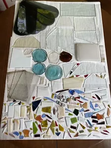 Pezzi di vetro colorato vintage pezzi di mosaico scarti varie texture - Foto 1 di 12