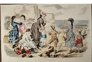 Vintage 1875 France Paris Fashion Costumes Child Mode Illustree Print Engraving - Picture 1 of 4