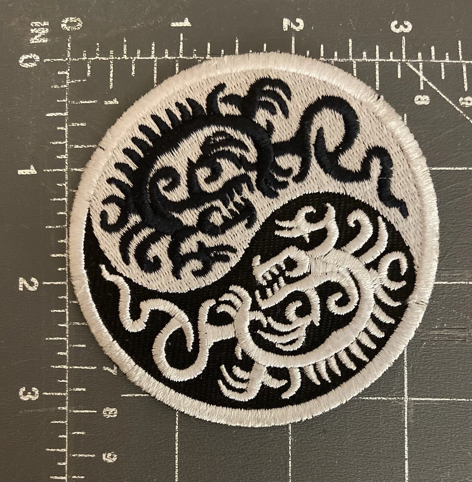 Yin And Yang White & Black Dragons Symbol Insignia Emblem Chinese Martial Arts - Image 1 of 1